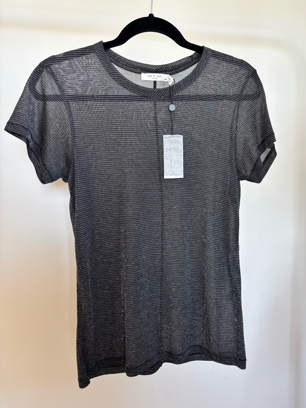 NWT Rag & bone - Dawson Tee - metallic striped t-shirt Size S